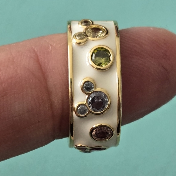 Disney Gold and White Ring with Multicolor Gems - Picture 12 of 13